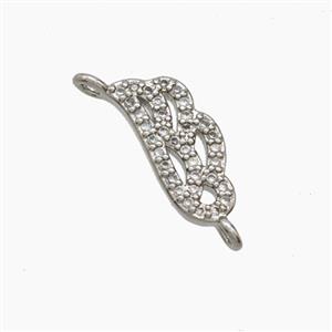 Copper Leaf Connector Pave Zirconia Platinum Plated, approx 6-14mm