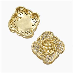 Copper Flower Beads Pave Zirconia 18K Gold Plated, approx 14-17mm