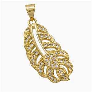 Copper Pendant Pave Zircon, Gold Plated, approx 13-23mm
