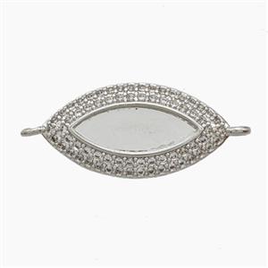 Copper Eye Connector Pave zirconia Platinum Plated, approx 11-21mm