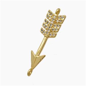 Copper Arrow Connector Pave Zirconia 18K Gold Plated, approx 7-24mm