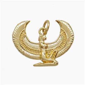 Egypt Isis Charms Copper Horus Wings Pendant 18K Gold Plated, approx 19-25mm