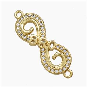 Copper Infinity Connector Pave Zirconia BRO 18K Gold Plated, approx 9.5-23mm