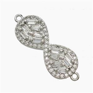 Copper Infinity Connector Pave Zirconia Platinum Plated, approx 9.5-23mm