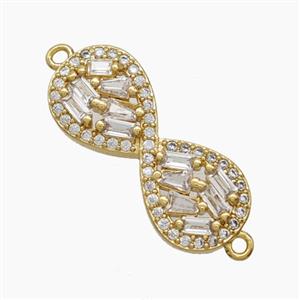 Copper Infinity Connector Pave Zirconia 18K Gold Plated, approx 9.5-23mm