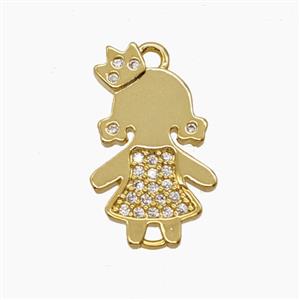 Copper Kids Girls Pendant Pave Zirconia 18K Gold Plated, approx 11-18mm