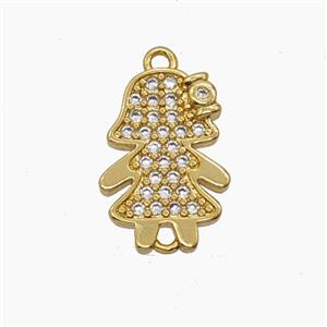 Copper Kids Girls Pendant Pave Zirconia 18K Gold Plated, approx 11-16mm