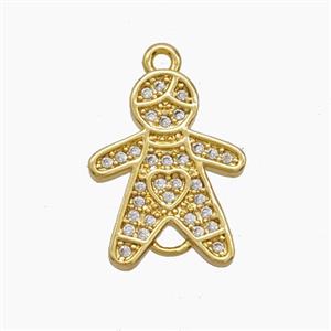 Copper Kids Boy Pendant Pave Zirconia 18K Gold Plated, approx 12.5-16mm