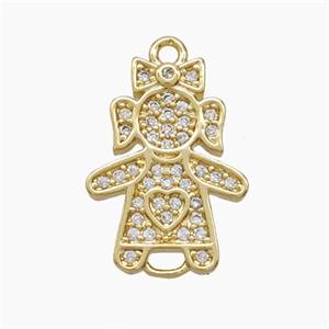 Copper Pendant Pave Zircon, Gold Plated, approx 13-17mm
