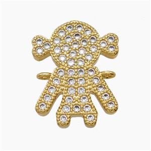 Copper Pendant Pave Zircon, Gold Plated, approx 15-19mm