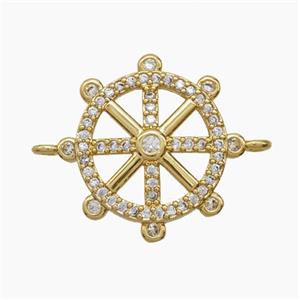 Copper Pendant Pave Zircon, Gold Plated, approx 18.5mm