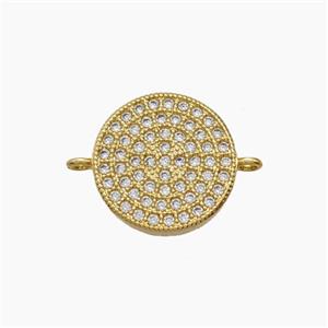 Copper Pendant Pave Zircon, Gold Plated, approx 14mm