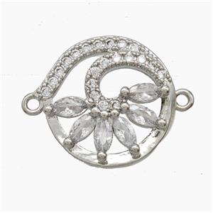 Copper Pendant Pave Zircon, Gold Plated, approx 18.5mm