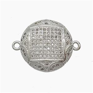 Copper Connector Pave Zirconia Platinum Plated, approx 17mm