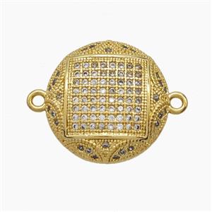 Copper Connector Pave Zirconia 18K Gold Plated, approx 17mm