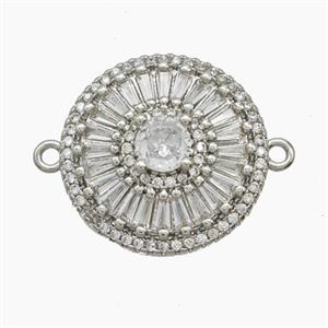 Copper Flower Connector Pave Zirconia Platinum Plated, approx 19mm