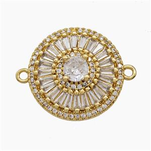 Copper Flower Connector Pave Zirconia 18K Gold Plated, approx 19mm