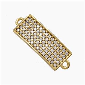 Copper Rectangle Connector Pave Zirconia Curving 18K Gold Plated, approx 8-18.5mm