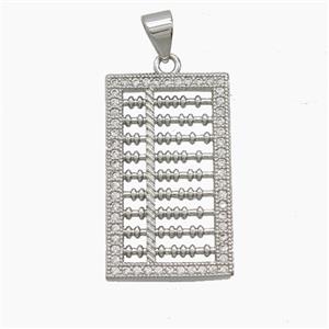 Chinese Abacus Charms Copper Pendant Pave Zirconia Platinum Plated, approx 15-25mm