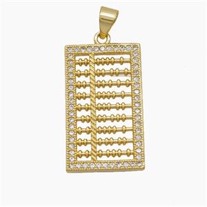 Chinese Abacus Charms Copper Pendant Pave Zirconia 18K Gold Plated, approx 15-25mm