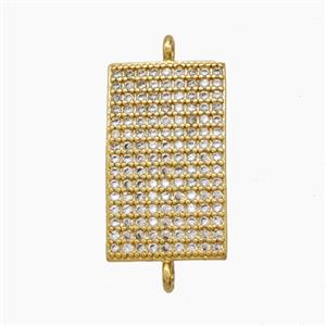 Copper Rectangle Connector Pave Zirconia 18K Gold Plated, approx 11-18.5mm