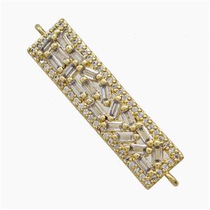Copper Rectangle Connector Pave Zirconia 18K Gold Plated, approx 8-30mm