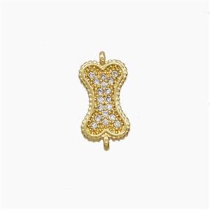 Copper Dogbone Connector Pave Zirconia 18K Gold Plated, approx 7-11.5mm