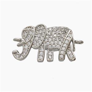 Copper Elephant Connector Pave Zirconia Platinum Plated, approx 11-20mm