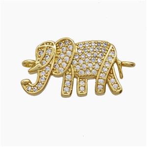 Copper Elephant Connector Pave Zirconia 18K Gold Plated, approx 11-20mm