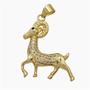 Copper Pendant Pave Zircon, Gold Plated, approx 20-22mm