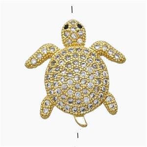Copper Tortoise Beads Pave Zirconia 18K Gold Plated, approx 19-20mm