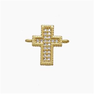 Copper Cross Connector Pave Zirconia 18K Gold Plated, approx 9-12mm