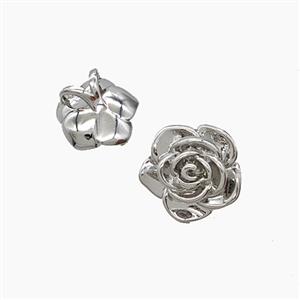 Copper Rose Flower Pendant Platinum Plated, approx 10mm