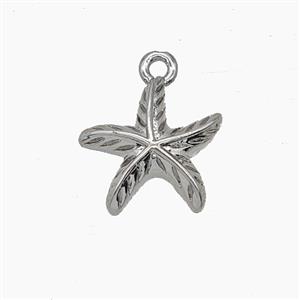 Copper Starfish Pendant Platinum Plated, approx 13.5mm