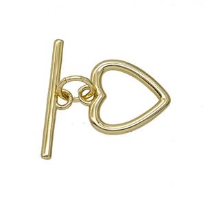 Copper Heart Toggle Clasp Gold Plated, approx 12mm, 19mm