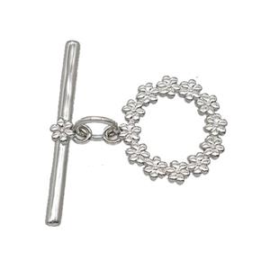 Copper Flower Toggle Clasp Platinum Plated, approx 15mm, 25mm