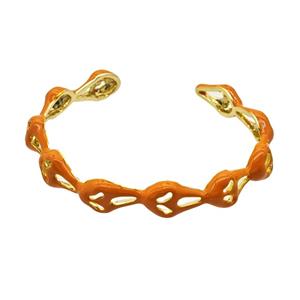 Halloween Ghost Charms Copper Bangle Ornage Enamel Gold Plated, approx 9mm, 50-60mm dia