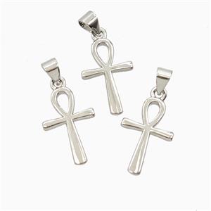 Copper Ankh Cross Pendant Platinum Plated, approx 12-18mm