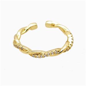 Copper Rings Pave Zirconia 18K Gold Plated, approx 18mm dia