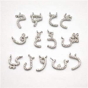 Copper Symbols Pendant Pave Zirconia Platinum Plated Mixed, approx 6-10mm