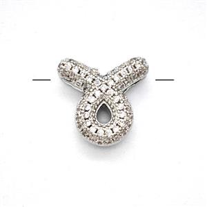 Copper Symbols Pendant Pave Zirconia Zodiac Taurus Platinum Plated, approx 12-13mm