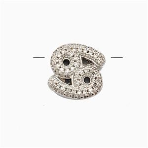 Copper Symbols Pendant Pave Zirconia Zodiac Cancer Platinum Plated, approx 12-13mm