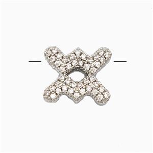 Copper Symbols Pendant Pave Zirconia Zodiac Aquarius Platinum Plated, approx 12-13mm