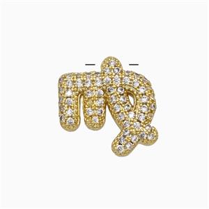 Copper Symbols Pendant Pave Zirconia Zodiac Virgo Gold Plated, approx 12-13mm