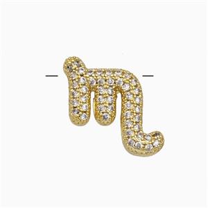 Copper Symbols Pendant Pave Zirconia Zodiac Scorpio Gold Plated, approx 12-13mm