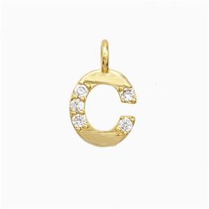 Copper Letter-C Pendant Pave Zirconia Gold Plated, approx 7-13mm