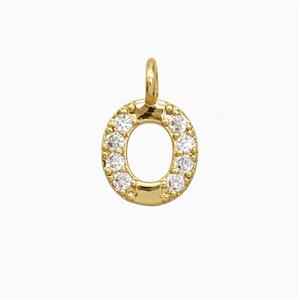 Copper Letter-O Pendant Pave Zirconia Gold Plated, approx 7-13mm