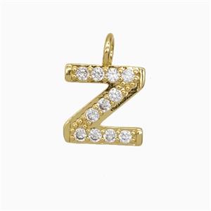 Copper Letter-Z Pendant Pave Zirconia Gold Plated, approx 7-13mm
