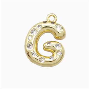 Copper Letter-G Pendant Pave Zirconia Gold Plated, approx 15-18mm