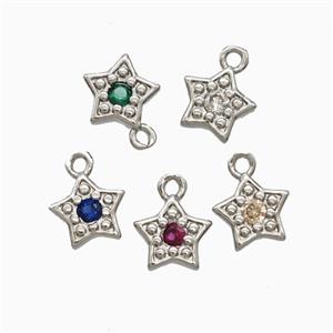 Copper Star Pendant Pave Zirconia Platinum Plated Mixed, approx 6mm